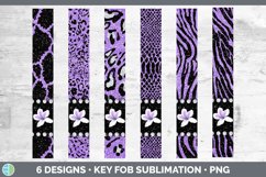 Purple Animal Print Key Fob | Flower Wristlet Sublimation Product Image 2