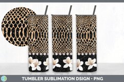 Tan Animal Print Tumbler | Flower Skinny Tumbler Sublimation Product Image 3