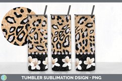 Tan Animal Print Tumbler | Flower Skinny Tumbler Sublimation Product Image 5