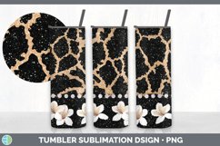 Tan Animal Print Tumbler | Flower Skinny Tumbler Sublimation Product Image 8