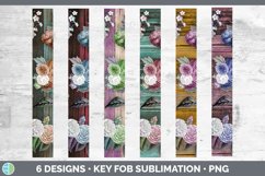 Painted Florals Wood Key Fob | Wristlet Sublimation Product Image 2
