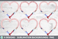 Patriotic Flowers Heart Frame Clipart | 4th of July Sublimat Product Image 2