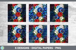 Patriotic Flowers Backgrounds | 4th of July Digital Scrapboo Product Image 1