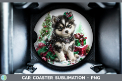 Husky Dogs 02 Cute Christmas Car Coaster Sublimation Design Product Image 1