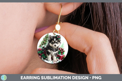 Husky Dogs 02 Cute Christmas Round Earrings Sublimation Desi Product Image 1