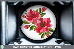 Azalea Flowers 01 Embroidery Car Coaster Sublimation Design Product Image 1