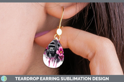 Animals Pink Drips Gorilla Teardrop Earrings Sublimation Ear Product Image 1