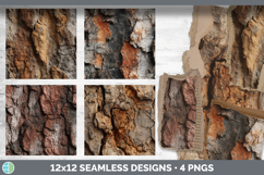 Bark Seamless Wood Textured Background Papers Scrapbook Desi Product Image 2