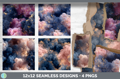 Navy Blue and Pink Seamless Smoke Clouds Textured Background Product Image 2