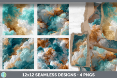 Turquoise and Copper Seamless Smoke Clouds Textured Backgrou Product Image 2