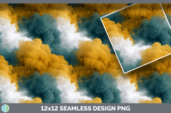 Yellow and Teal Seamless Smoke Clouds Textured Background Pa Product Image 3