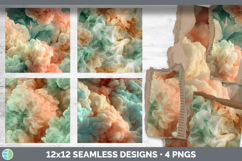 Peach and Mint Green Seamless Smoke Clouds Textured Backgrou Product Image 2