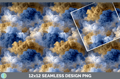 Cobalt and Mustard Yellow Seamless Smoke Clouds Textured Bac Product Image 3
