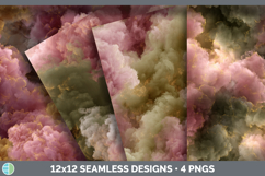 Dusty Rose and Green Seamless Smoke Clouds Textured Backgrou Product Image 1