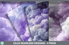 Lilac Purple and Silver Seamless Smoke Clouds Textured Backg Product Image 1