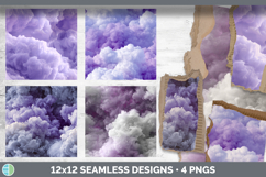 Lilac Purple and Silver Seamless Smoke Clouds Textured Backg Product Image 2