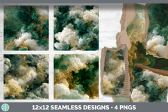 Forest Green and Ivory Seamless Smoke Clouds Textured Backgr Product Image 2