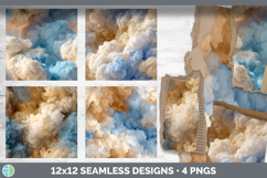 Sky Blue and Beige Seamless Smoke Clouds Textured Background Product Image 2