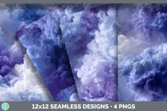 Indigo and Lavender Seamless Smoke Clouds Textured Backgroun Product Image 1