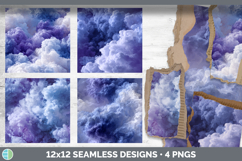 Indigo and Lavender Seamless Smoke Clouds Textured Backgroun Product Image 3