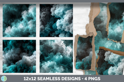 Charcoal and Teal Seamless Smoke Clouds Textured Background Product Image 2