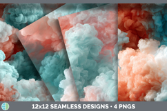 Aqua and Coral Seamless Smoke Clouds Textured Background Pap Product Image 1