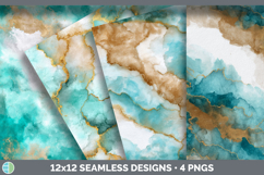 Turquoise and Gold Seamless Watercolor Textured Background P Product Image 1