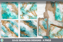 Turquoise and Gold Seamless Watercolor Textured Background P Product Image 3