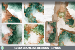Green and Copper Seamless Watercolor Textured Background Pap Product Image 3