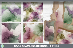 Sage Green and Purple Seamless Watercolor Textured Backgroun Product Image 3