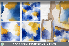 Cobalt and Mustard Yellow Seamless Watercolor Textured Backg Product Image 2