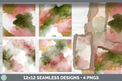Dusty Rose and Green Seamless Watercolor Textured Background Product Image 2