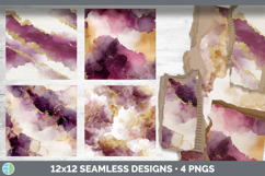 Plum Purple and Gold Seamless Watercolor Textured Background Product Image 2