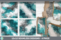 Charcoal and Teal Seamless Watercolor Textured Background Pa Product Image 2
