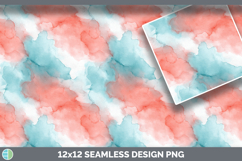 Aqua and Coral Seamless Watercolor Textured Background Paper Product Image 3