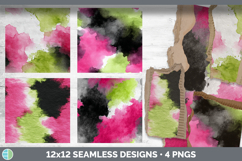 Hot Pink and Lime Green Seamless Watercolor Textured Backgro Product Image 2
