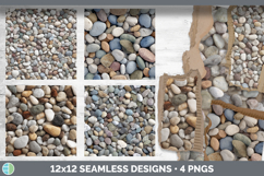 Beach Pebbles Seamless Stone Textured Background Papers Scra Product Image 2