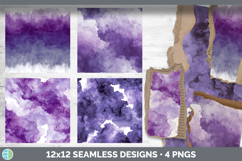 Deep Purple Watercolor Seamless Background Papers Scrapbook Product Image 2