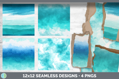 Cyan Watercolor Seamless Background Papers Scrapbook Designs Product Image 2