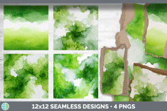 Spring Green Watercolor Seamless Background Papers Scrapbook Product Image 2
