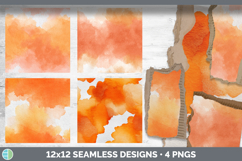 Orange Watercolor Seamless Background Papers Scrapbook Product Image 2