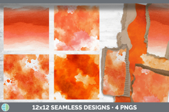 Deep Orange Watercolor Seamless Background Papers Scrapbook Product Image 2