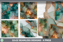 Teal Seamless Autumn Alcohol Ink Textured Background Papers Product Image 2