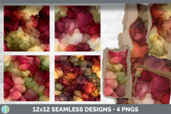 Red Seamless Autumn Alcohol Ink Textured Background Papers S Product Image 2