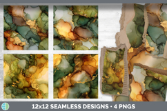 Green Seamless Autumn Alcohol Ink Textured Background Papers Product Image 2