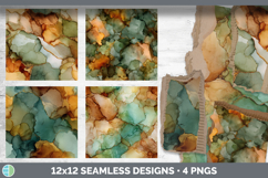 Green Seamless Autumn Alcohol Ink Textured Background Papers Product Image 2