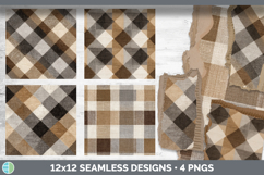Tan Checkerboard Seamless Autumn Flannel Textured Background Product Image 2