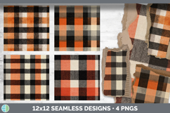 Pumpkin Buffalo Plaid Seamless Autumn Flannel Textured Backg Product Image 2