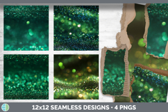 Green Seamless Glitter Bokeh Textured Background Papers Scra Product Image 2