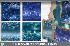 Blue Seamless Glitter Bokeh Textured Background Papers Scrap Product Image 2